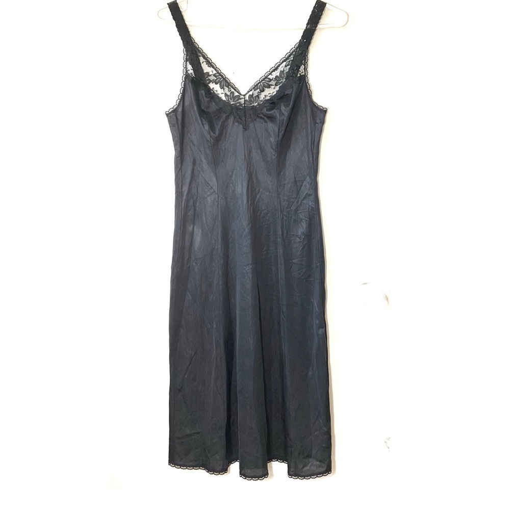 Vintage maiden form full slip lace black nightgown lingerie something special